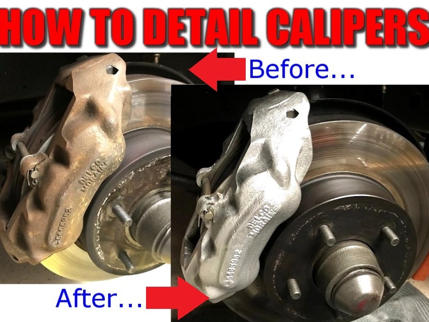 Before and after brake caliper painting comparison