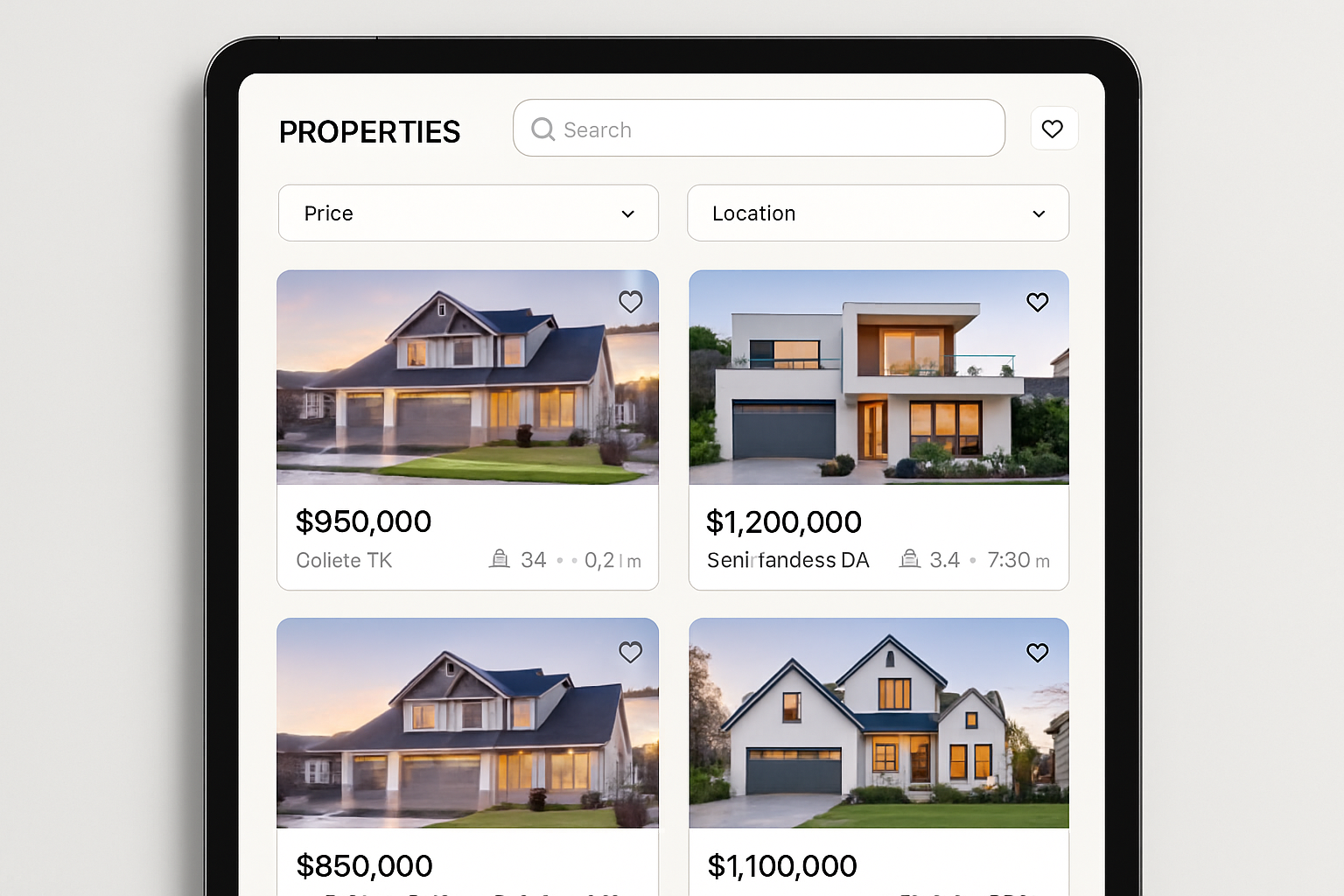 Real Estate Showcase - Real Estate application interface