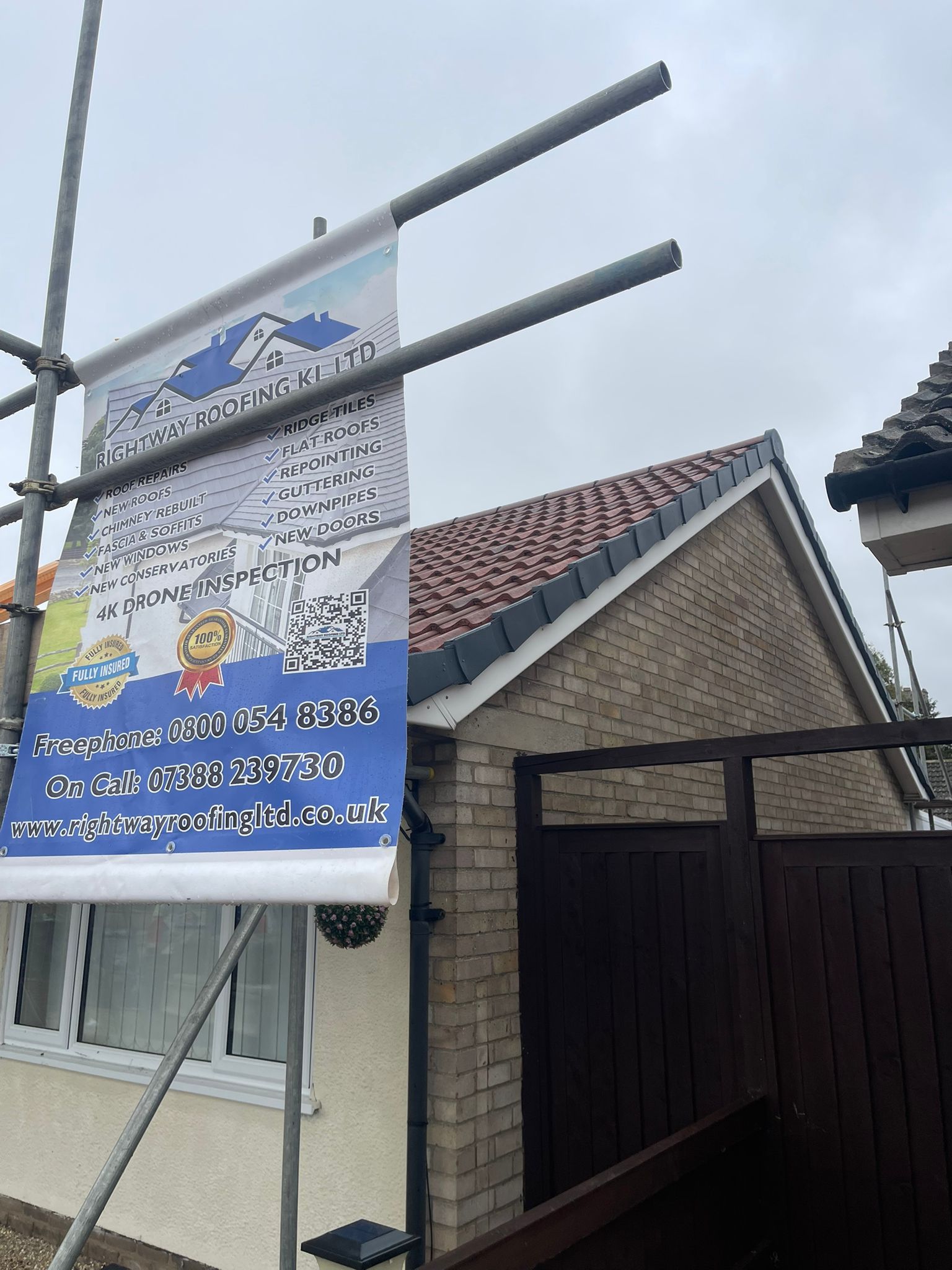 Close-up of membrane work on residential roof