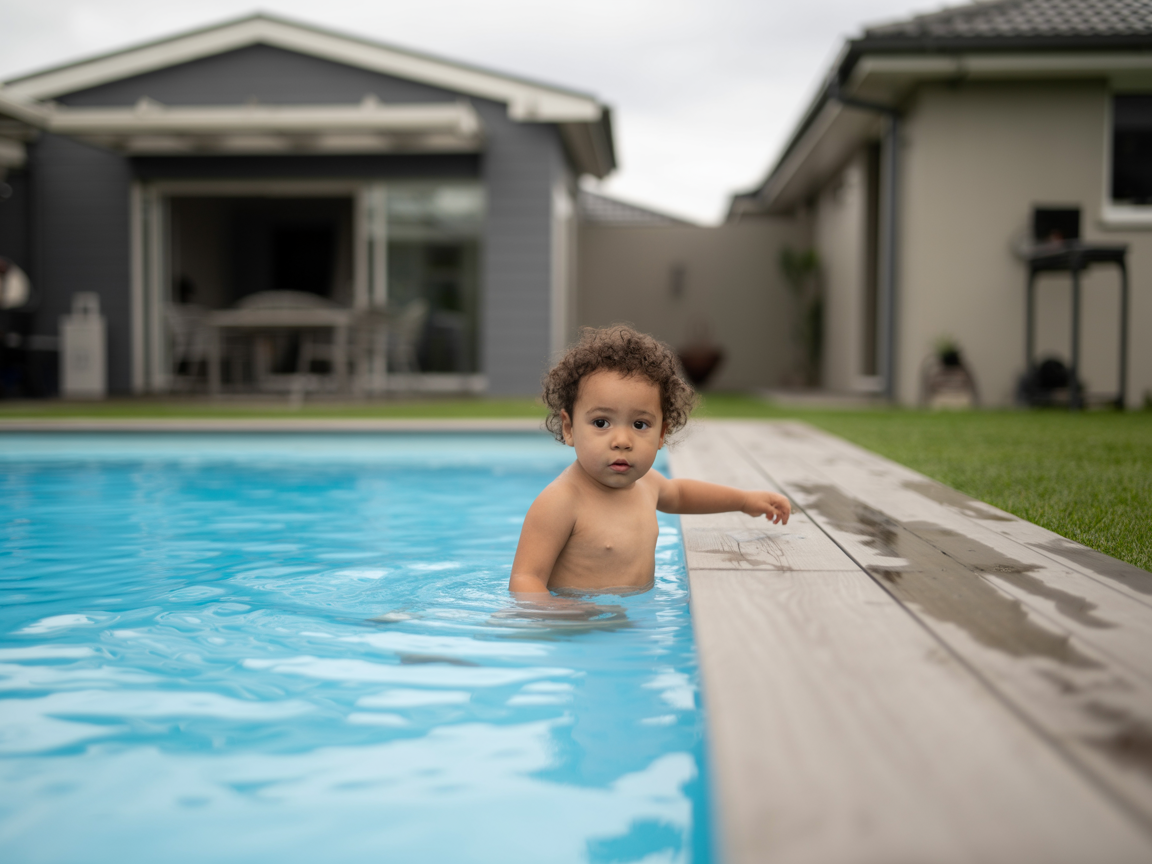 Family pool area with safety concerns