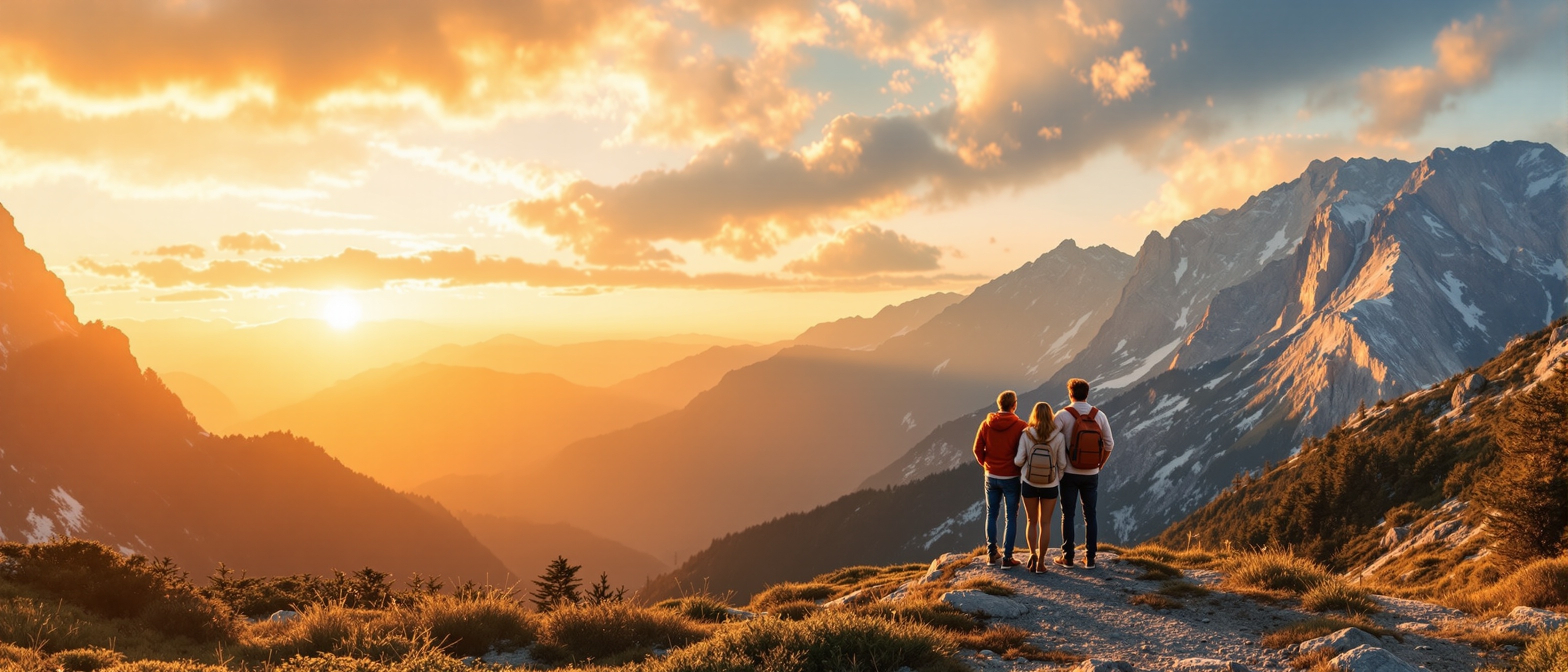 Premium travelers exploring scenic mountain destination