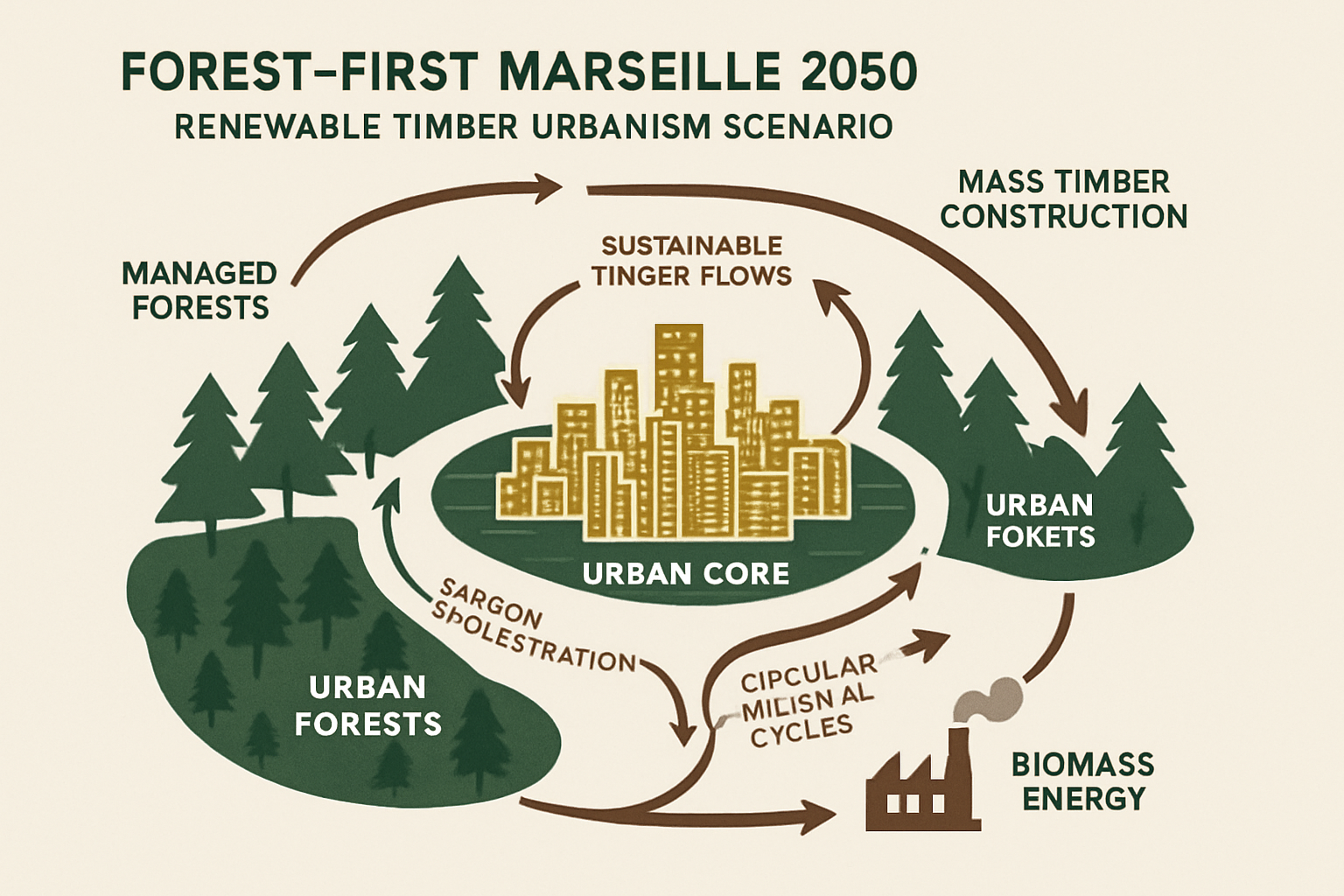 Forest-First Marseille 2050 system diagram