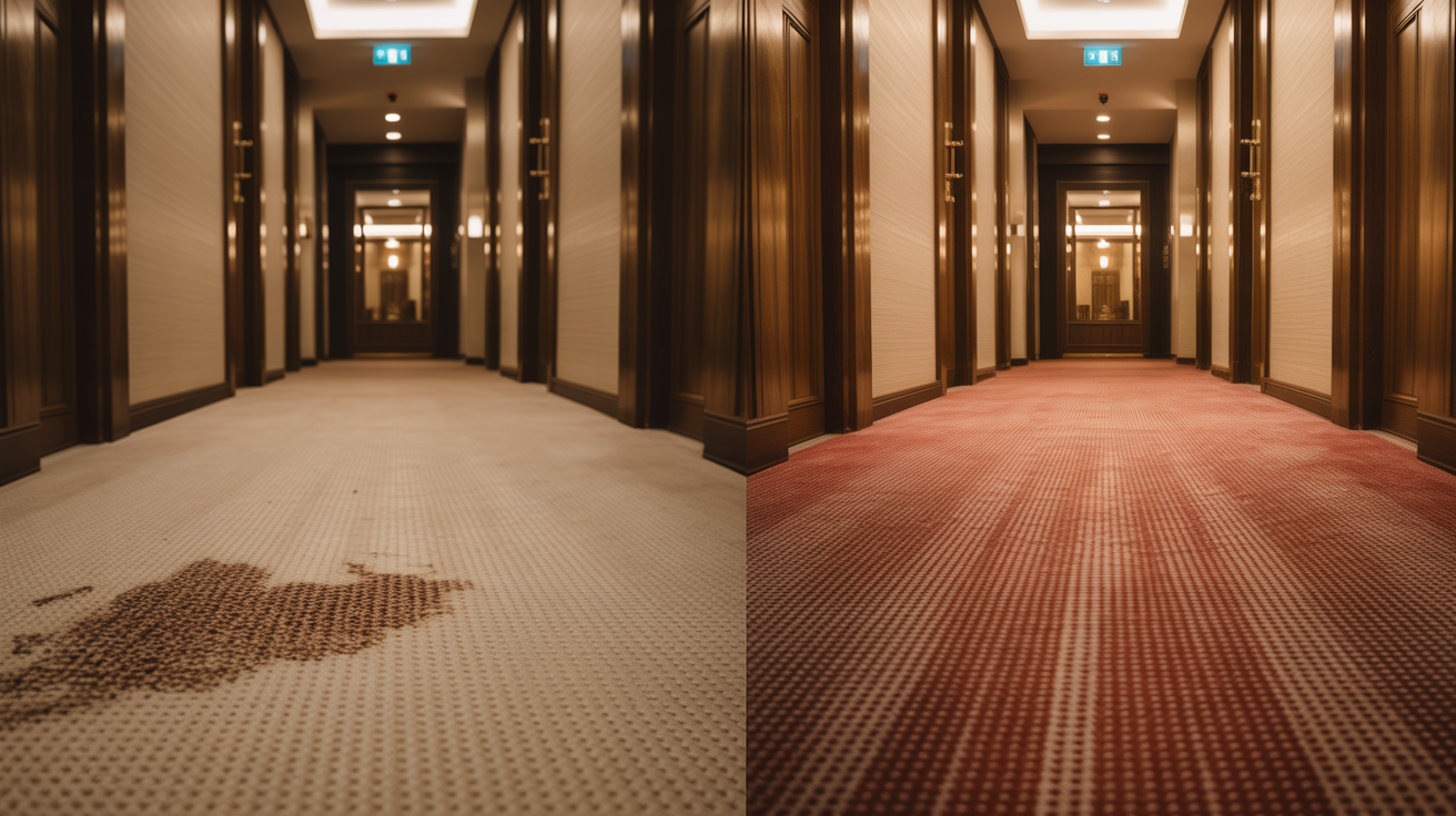 Before and after carpet cleaning transformation