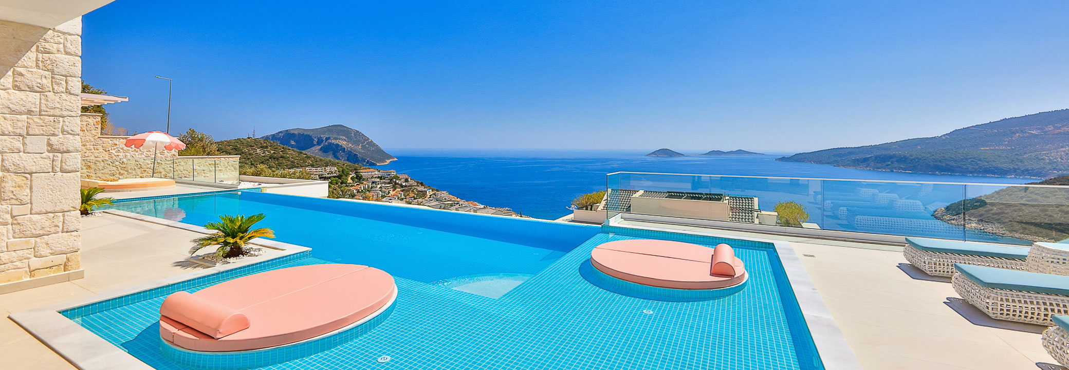 Luxury villa with pool overlooking the Mediterranean Sea in Kalkan, Turkey