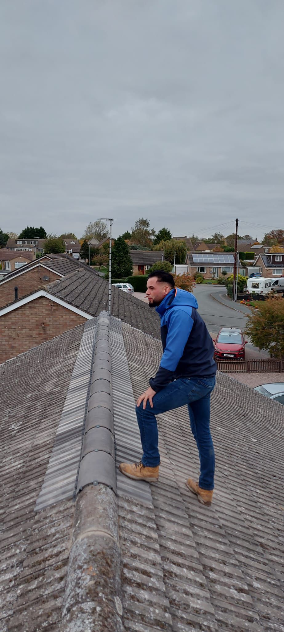 Damaged gutter repair work showing before condition
