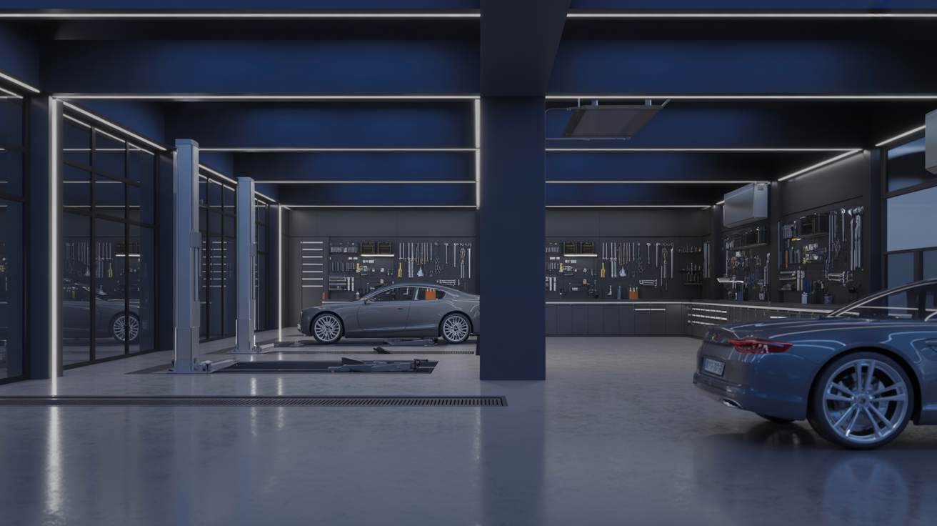 Professional car service bay