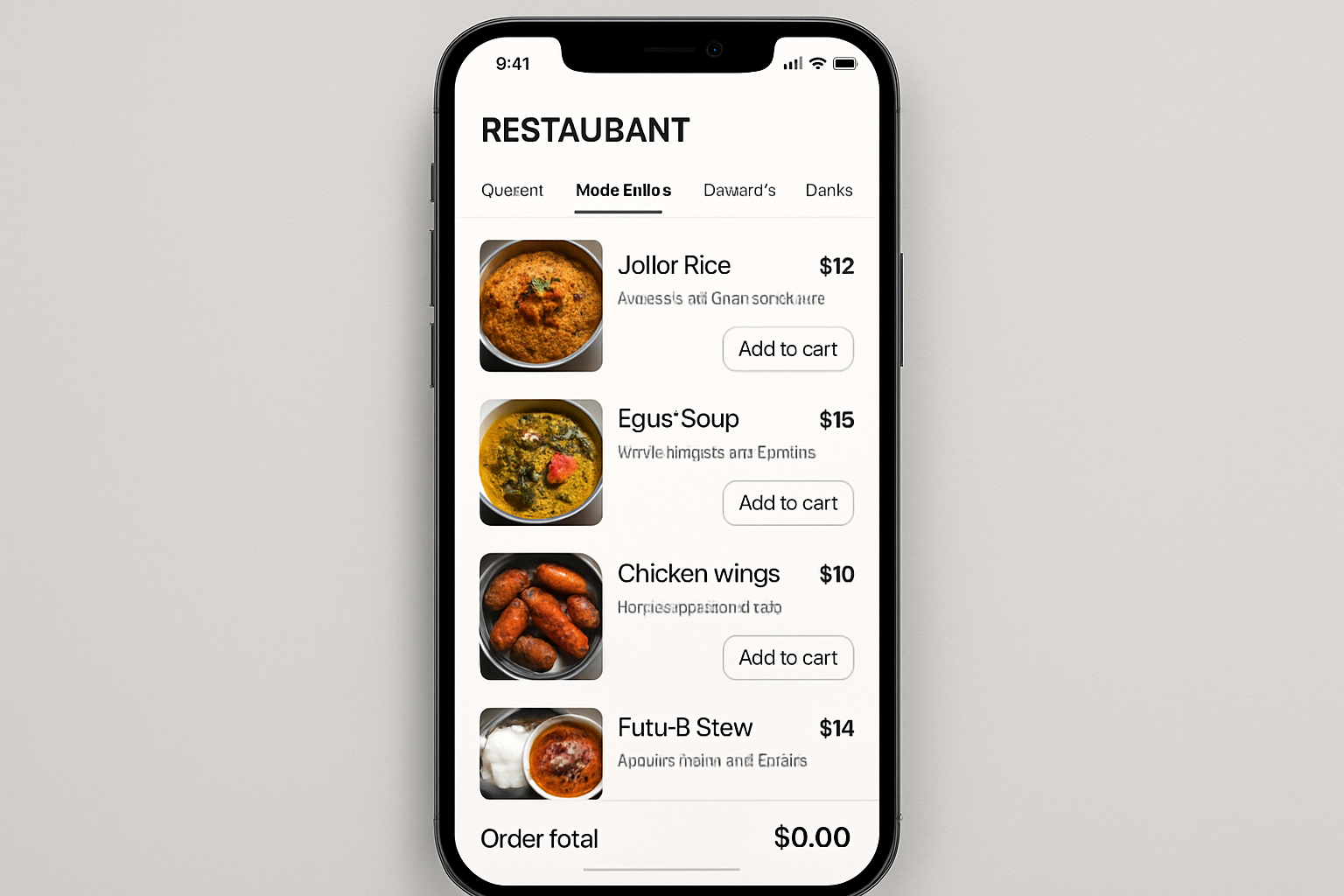 Restaurant Ordering App - Food & Beverage app interface