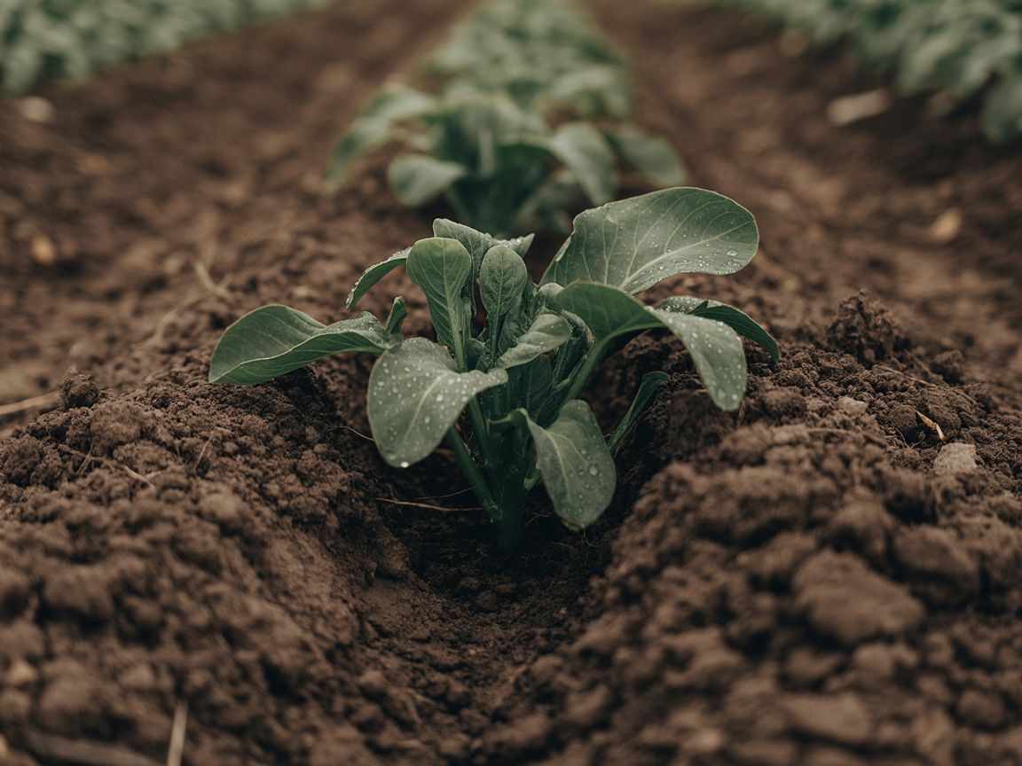 Crops growing in fertile soil