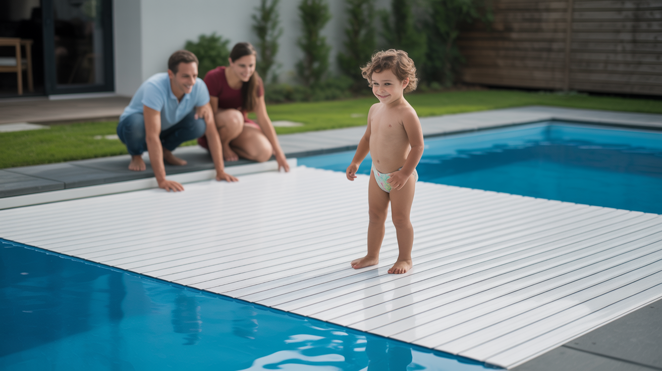 Manual safety cover with family safety demonstration