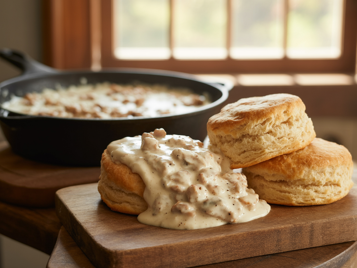 Buttermilk Biscuits with Sausage Gravy